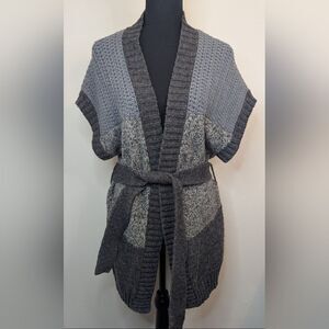 Theory Dena Gray Minimalist Quiet Luxury Cozycore Knit Cardigan Alpaca Sweater L